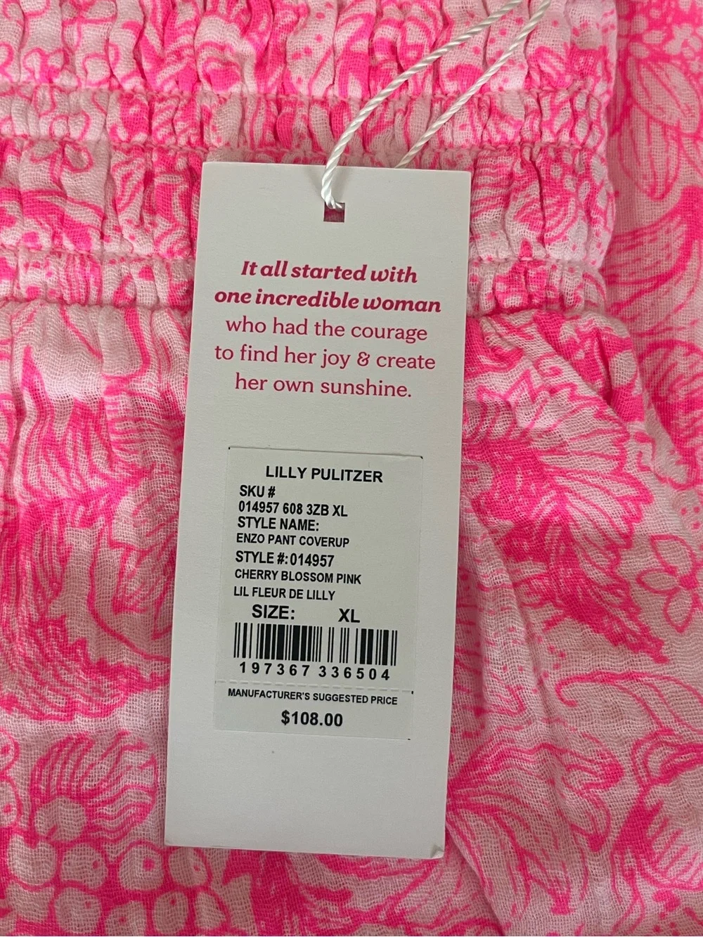 {Lilly Pulitzer} Enzo Coverup Pant Pull-On in Cherry Blossom Pink - Womens XL